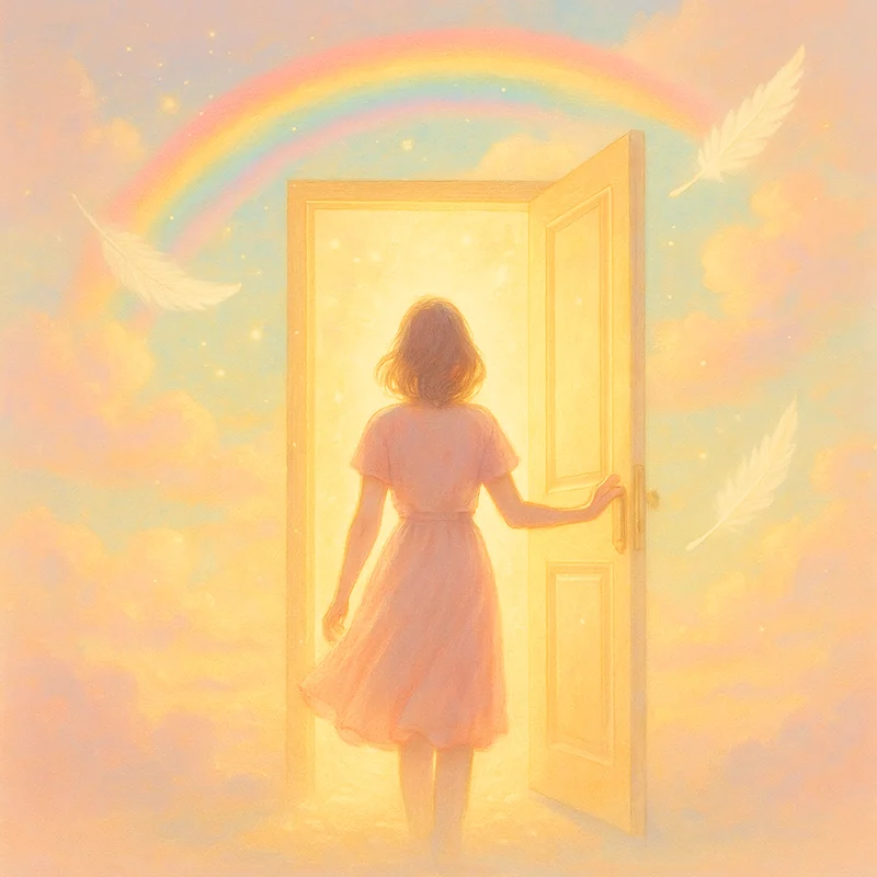 良い方向に進んでいるサインを表す虹で出来た運命の扉